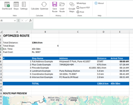 Route Planner Pro - Excel Add-in | Route Optimization Tool